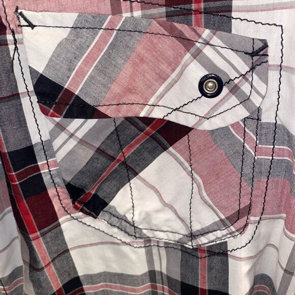 Helix Shirt Men's XXL Short Sleeve Pockets Red Black White Western Rodeo - Picture 3 of 7